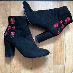 Black & Red Flower Booties